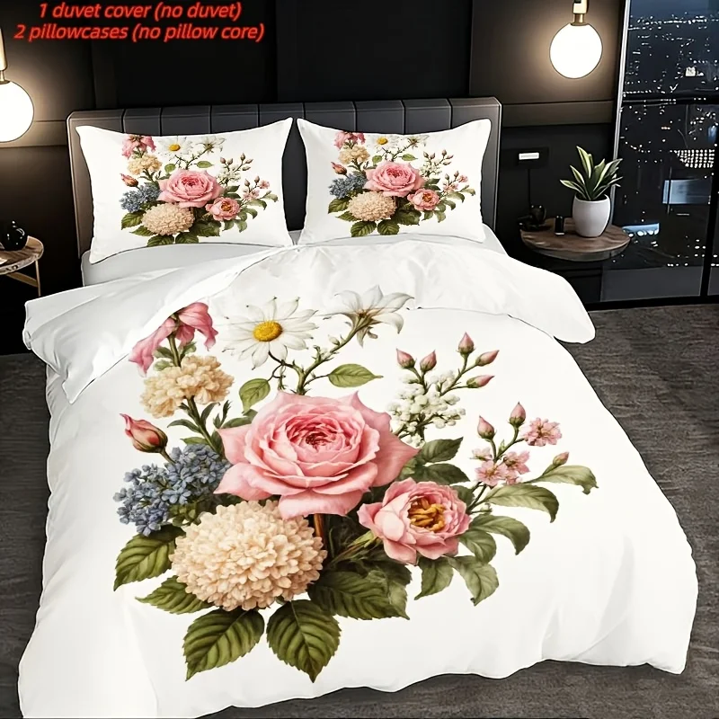3pcs Elegant Floral Duvet Cover Queen King Size, Vintage Rose Pattern Bedding with Pillowcases, White Botanical Print Comforter, Soft Microfiber Bedroom Decor for All Seasons Home 1 Duvet Cover+2 Pillowcases
3pcs Elegant Floral Duvet Cover Queen King Size, Vintage Rose Pattern Bedding with Pillowcases, White Botanical Print Comforter, Soft Microfiber Bedroom Decor for All Seasons Home 1 Duvet Cover+2 Pillowcases