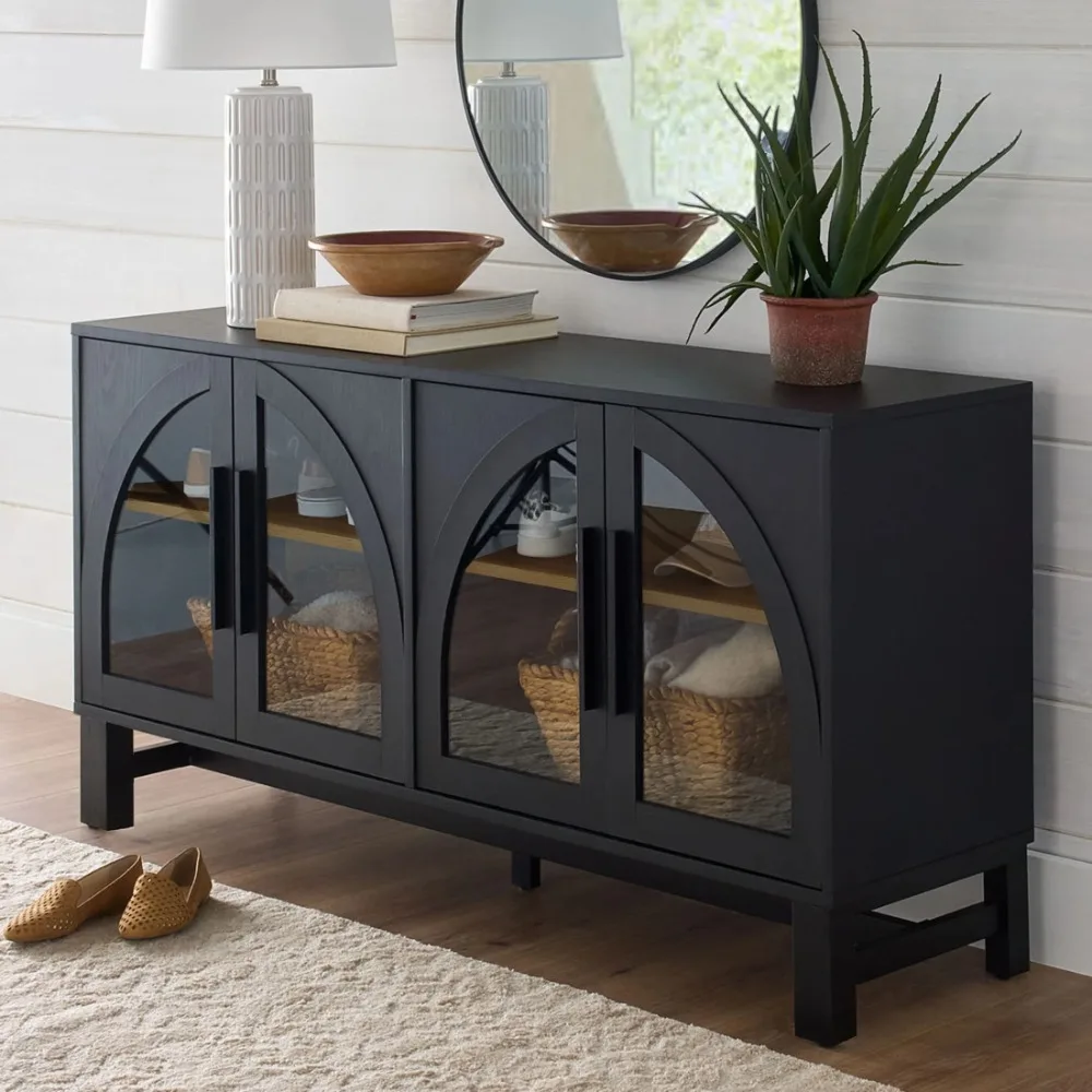 Vertical Glass TV Cabinet, Accommodates TVs Up To 65", Black Wood Finish
Vertical Glass TV Cabinet, Accommodates TVs Up To 65", Black Wood Finish