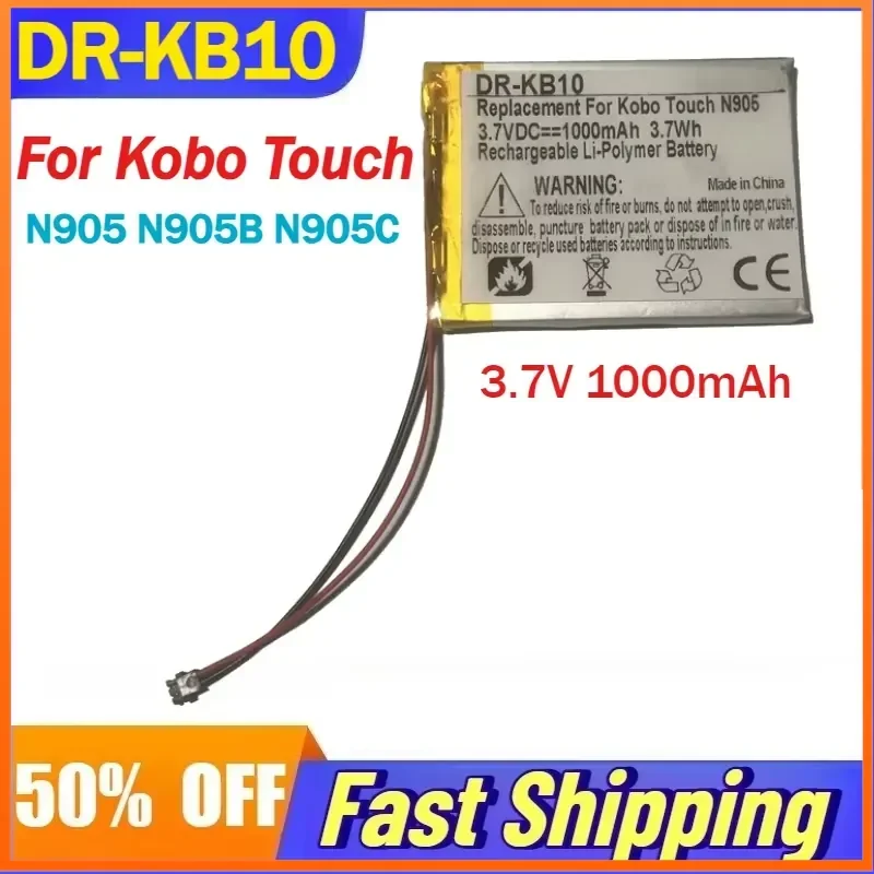 3.7V 1000mAh DR-KB10 Rechargeable Li-Polymer Battery for Kobo Touch N905 N905B N905C E-Reader Batteries H384355 Accessories
3.7V 1000mAh DR-KB10 Rechargeable Li-Polymer Battery for Kobo Touch N905 N905B N905C E-Reader Batteries H384355 Accessories