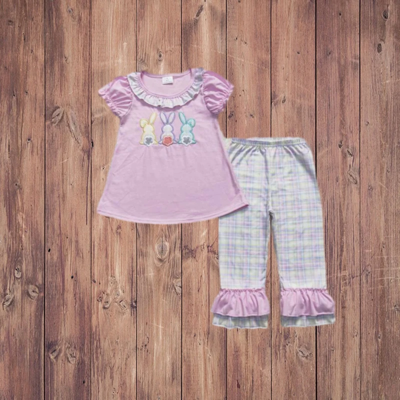 GSPO0977 Embroidered Three-Color Rabbit Lace Purple Short Sleeve Plaid Pants Set - Cute Children's Outfit with Floral Touches
GSPO0977 Embroidered Three-Color Rabbit Lace Purple Short Sleeve Plaid Pants Set - Cute Children's Outfit with Floral Touches