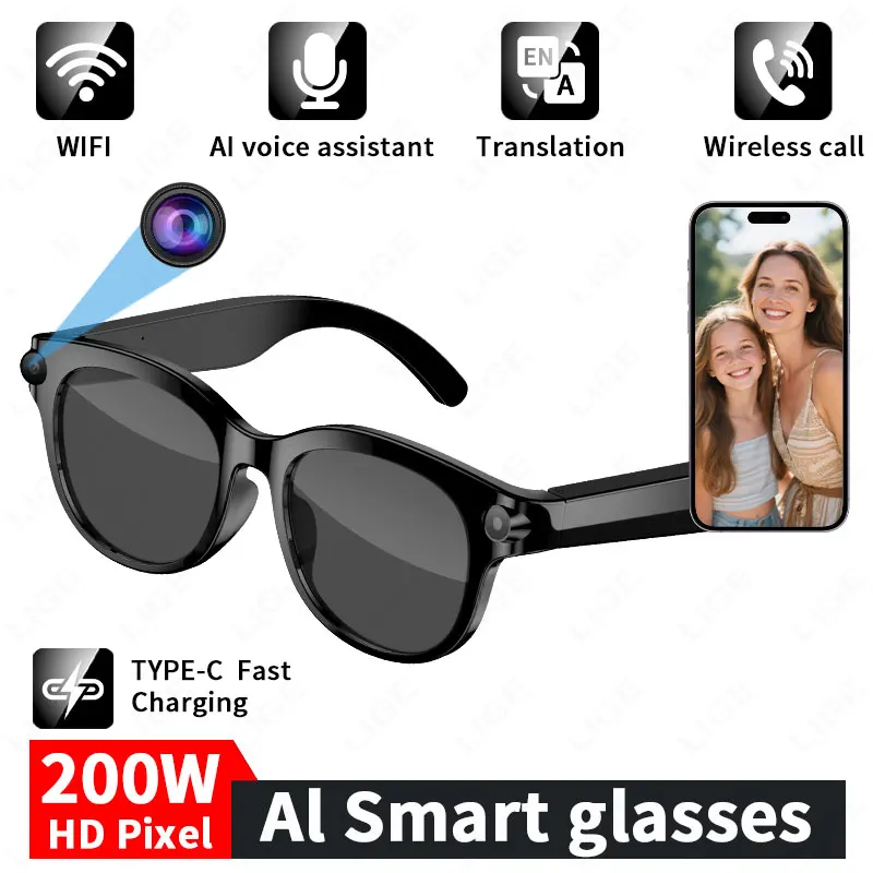 200W Camera Smart Glasses AI Voice Assistant Glasses Open Ear Sound Mic Speakers Outdoor Sport Glasses With Camera for Women Men
200W Camera Smart Glasses AI Voice Assistant Glasses Open Ear Sound Mic Speakers Outdoor Sport Glasses With Camera for Women Men