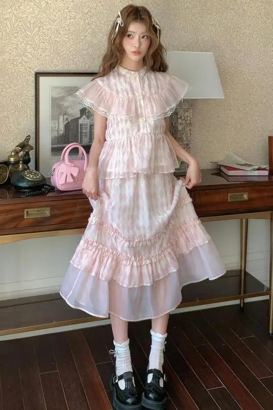 Women's Sweet Cape Flutter Sleeve Shirt Top & High-Waisted Patchwork Mid-length Skirt Two-piece Set 2025 Summer Unique Outfit
Women's Sweet Cape Flutter Sleeve Shirt Top & High-Waisted Patchwork Mid-length Skirt Two-piece Set 2025 Summer Unique Outfit