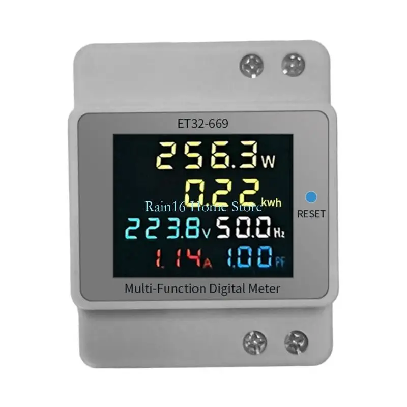Single Phase Digital Energy Meter with LCD Display 220V Current Power Frequency Power Factor Monitoring for Home 02DB