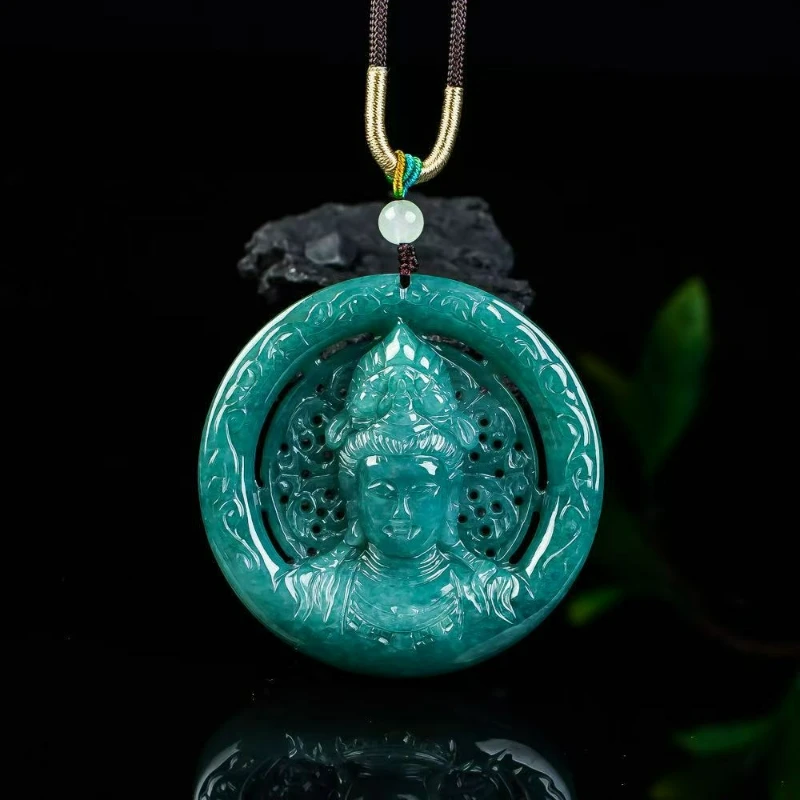Natural A-grade Jadeite Blue Water Hand-carved Guanyin Pendant Necklace for Men and Women Couples Fine Jewelry Amulet Gift
Natural A-grade Jadeite Blue Water Hand-carved Guanyin Pendant Necklace for Men and Women Couples Fine Jewelry Amulet Gift