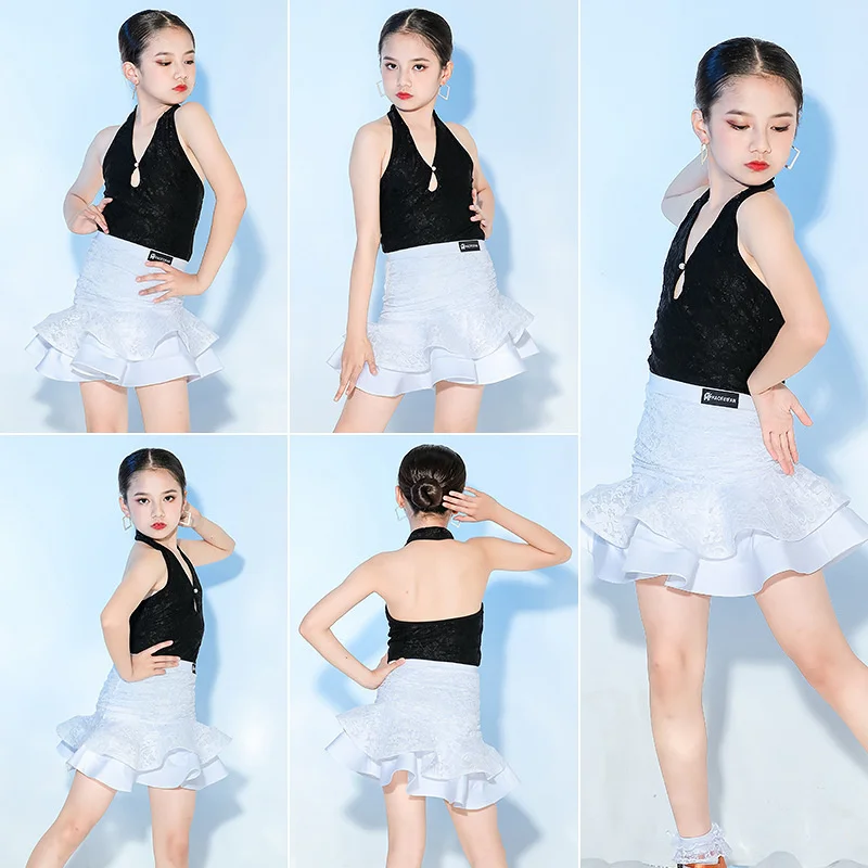 Girls' new style training Latin skirt sling dance clothes Summer children's competition
Girls' new style training Latin skirt sling dance clothes Summer children's competition
