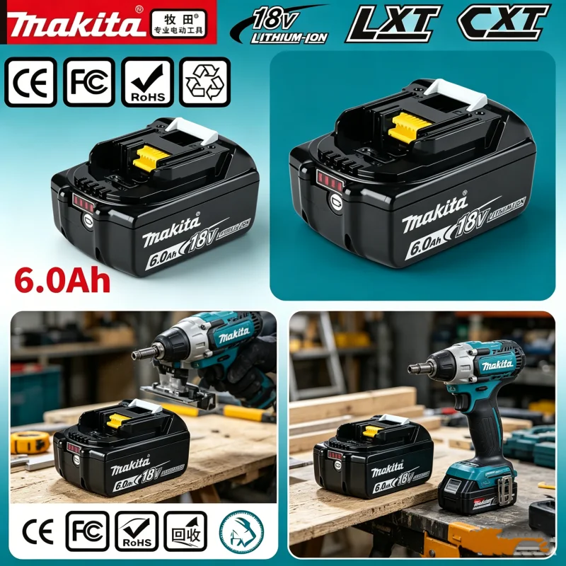 6AH makita BL1860 Battery Power Tools Li-ion Replacement LXT BL1850 BL1840 for 18V Screwdriver with BMS 18v battery.
6AH makita BL1860 Battery Power Tools Li-ion Replacement LXT BL1850 BL1840 for 18V Screwdriver with BMS 18v battery.