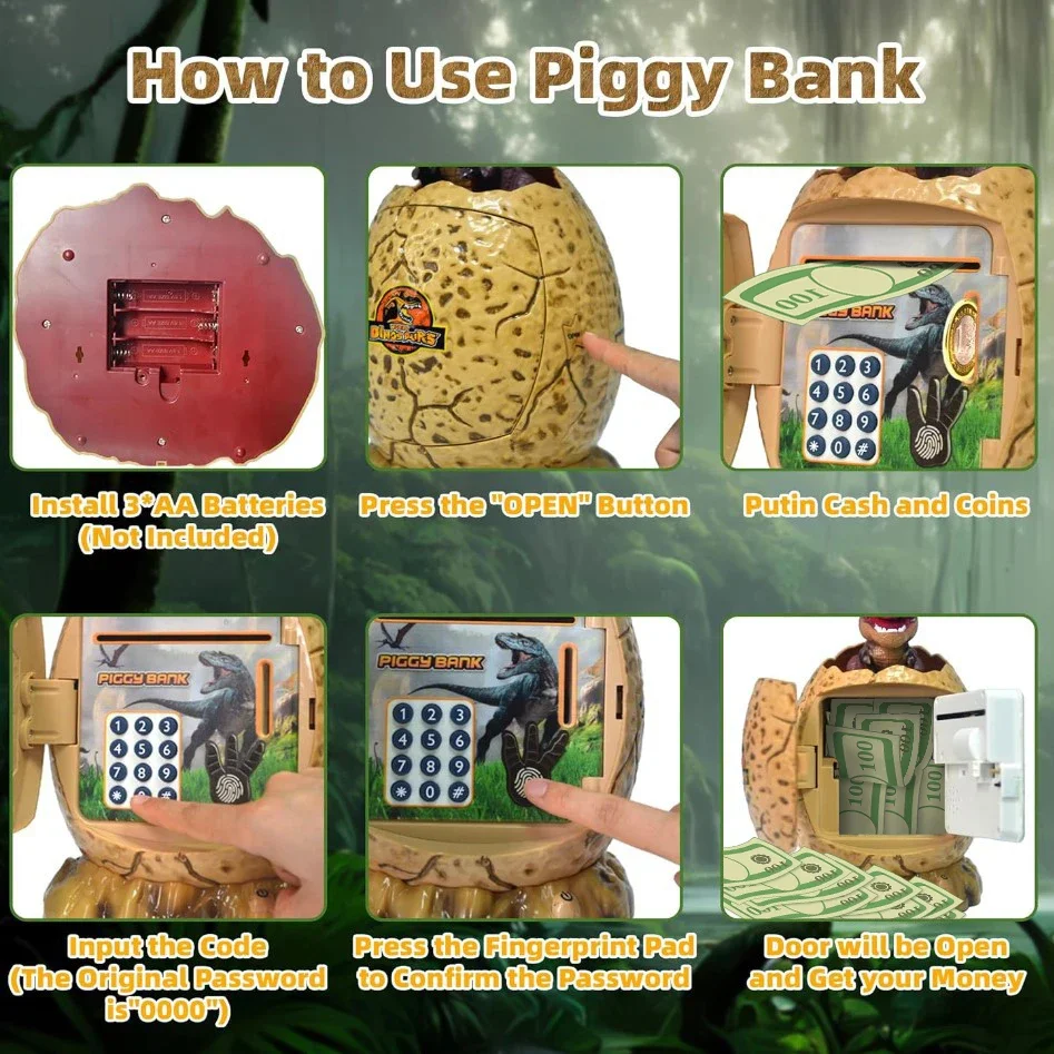 Piggy Bank Dinosaur Egg Model Money Box Password Cash Coin Saving Money Safe Creative Children Atm Bank Boys Grils Birthday Gift
Piggy Bank Dinosaur Egg Model Money Box Password Cash Coin Saving Money Safe Creative Children Atm Bank Boys Grils Birthday Gift