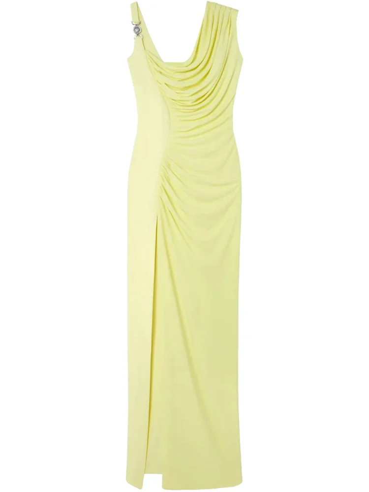 Customized Stunning Light Yellow Pleated Draped Metal Jewelry Evening Dress Draped Collar Single-sided Shoulder Metal Knot Dress
Customized Stunning Light Yellow Pleated Draped Metal Jewelry Evening Dress Draped Collar Single-sided Shoulder Metal Knot Dress