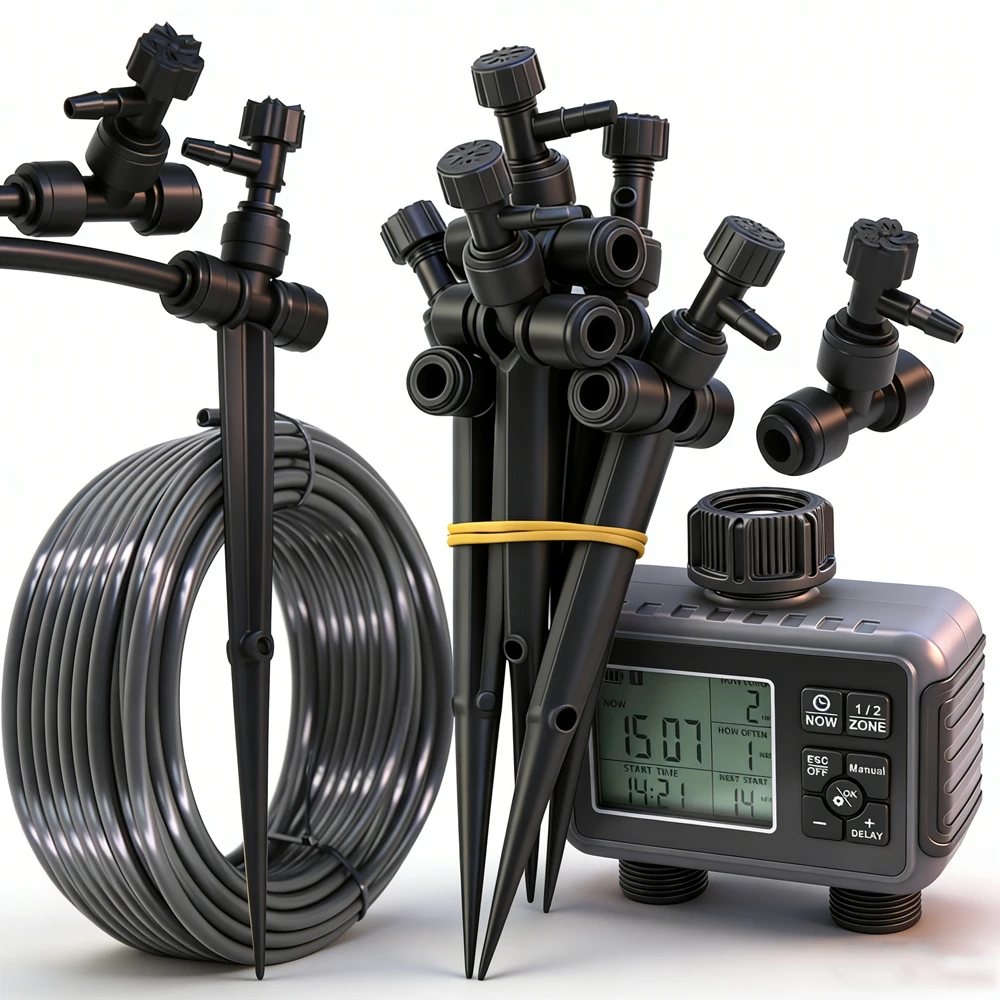 5-50M Garden Timer Regulating Valve Dropper Automatic Drip Irrigation Kit 1/4" Hose Adjustable Emitter Timing Watering System
5-50M Garden Timer Regulating Valve Dropper Automatic Drip Irrigation Kit 1/4" Hose Adjustable Emitter Timing Watering System