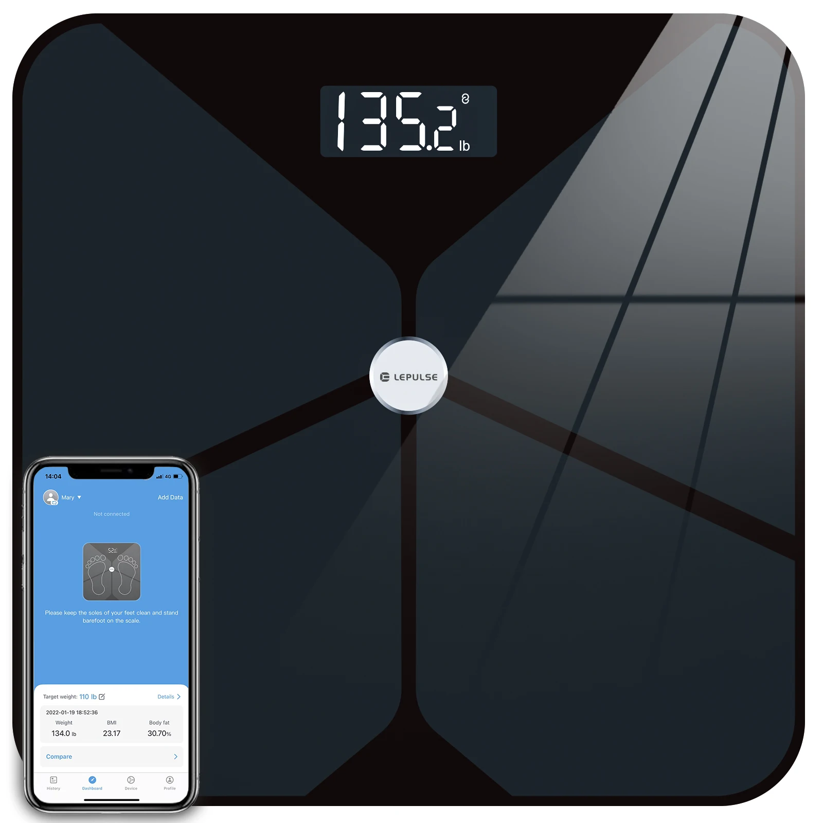 Lepulse F5 Весы для ванной комнаты Bluetooth светодиодный дисплей 13, метрика тела, технология BIA и покрытие ITO, электронные умные весы для жира в организме
Lepulse F5 Весы для ванной комнаты Bluetooth светодиодный дисплей 13, метрика тела, технология BIA и покрытие ITO, электронные умные весы для жира в организме