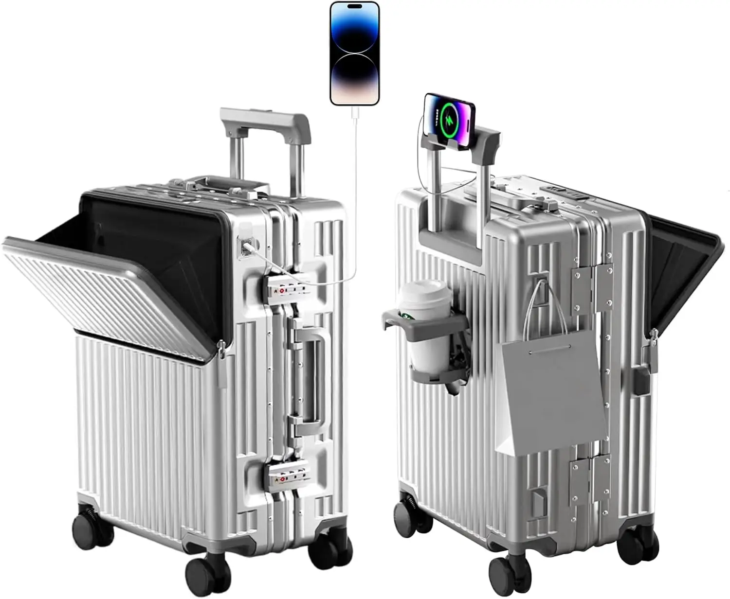 Aviation-Certified Polycarbonate Aluminum Hardshell Carry-On, 22.4x15.4x9.4in, Expandable, Spinner Wheels
Aviation-Certified Polycarbonate Aluminum Hardshell Carry-On, 22.4x15.4x9.4in, Expandable, Spinner Wheels