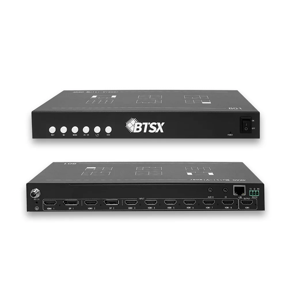 Professional 4K60Hz 8-Channel Multer | 8-in-1-out HDMI/DP Video Wall Processor | Seamless Switching | Web/RS232/IR Control
Professional 4K60Hz 8-Channel Multer | 8-in-1-out HDMI/DP Video Wall Processor | Seamless Switching | Web/RS232/IR Control