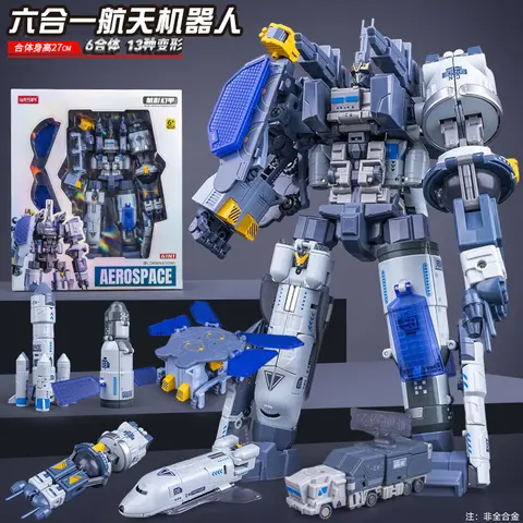 WESIPI Aerospace 6 IN ONE Metal Material Manufacturing 27cm Transformation Action Figure Toys