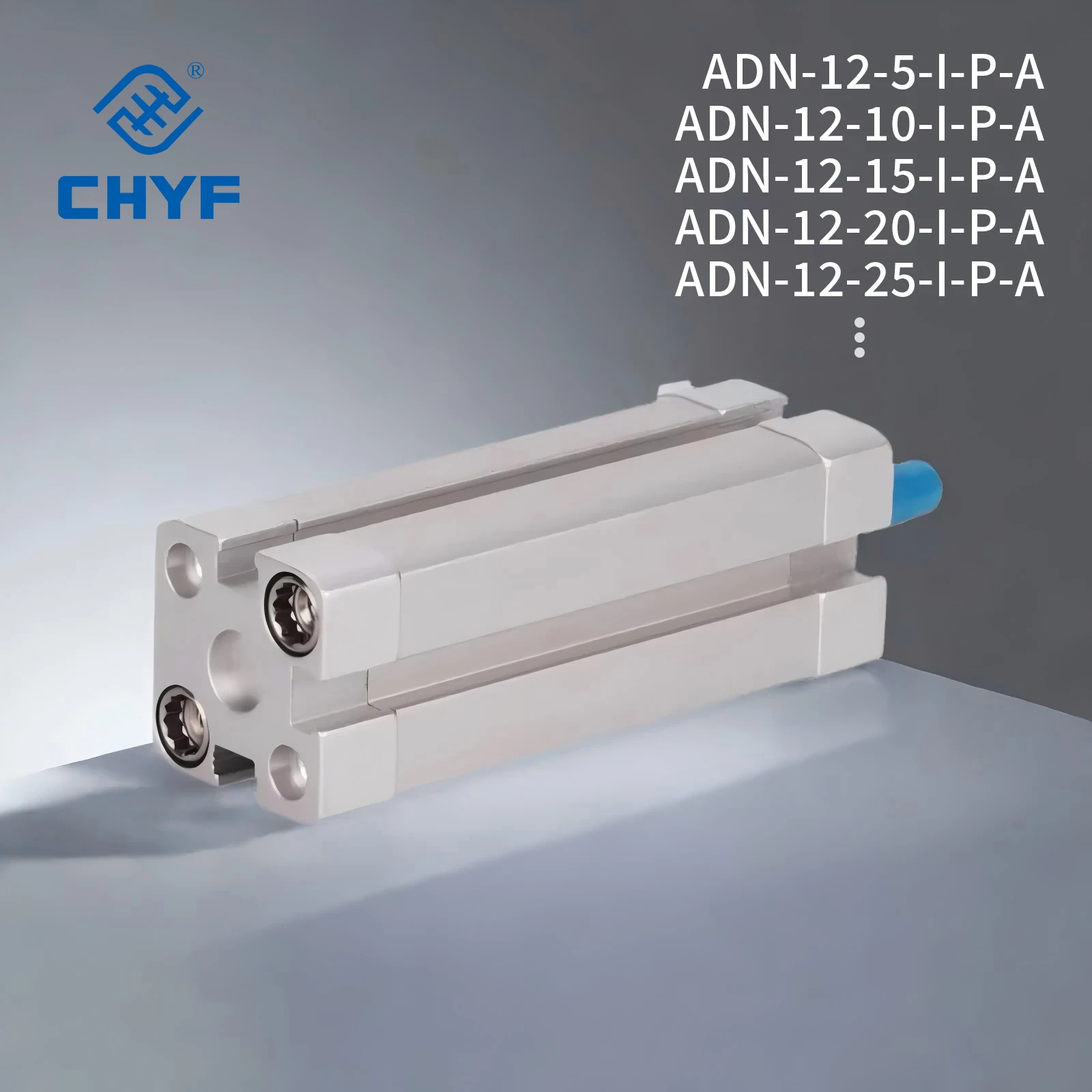 Компактный цилиндр CHYF серии ADN двойного действия с фиксированной или саморегулирующейся амортизацией и высоким вариатором ADN-12-5-I-P-A
Компактный цилиндр CHYF серии ADN двойного действия с фиксированной или саморегулирующейся амортизацией и высоким вариатором ADN-12-5-I-P-A