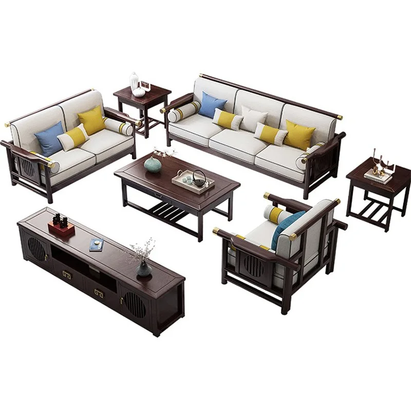 New Chinese style, solid wood sofa, three people, combination, size apartment, household, living room fabric
New Chinese style, solid wood sofa, three people, combination, size apartment, household, living room fabric