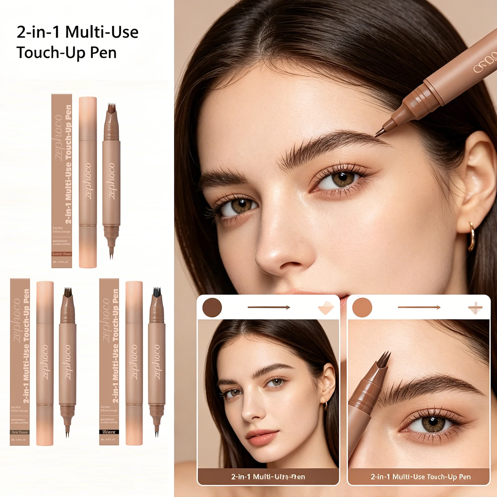 Zephoco Dual Ended 3 in 1 Eyebrow Hairline Pencil Light Texture Even Color Delicate Smooth Makeup Pen Long Lasting No Smudge
Zephoco Dual Ended 3 in 1 Eyebrow Hairline Pencil Light Texture Even Color Delicate Smooth Makeup Pen Long Lasting No Smudge