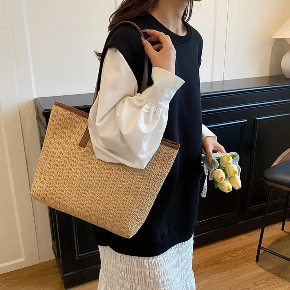 Trendy Summer Weave Straw Bag Boho Leisure Straw Shoulder Bag Casual Beach Tote Bag for Women
Trendy Summer Weave Straw Bag Boho Leisure Straw Shoulder Bag Casual Beach Tote Bag for Women