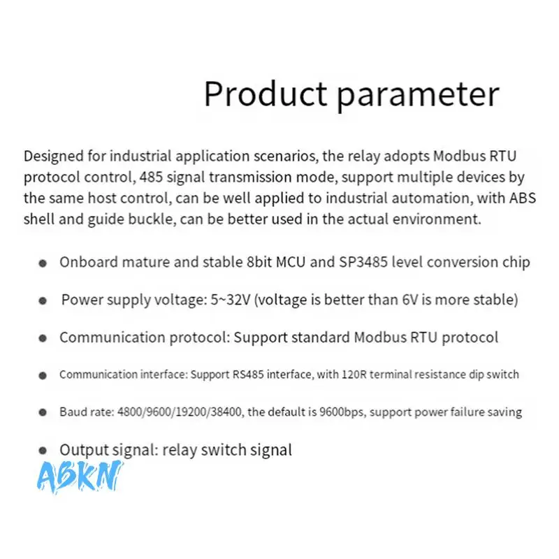 ABKN-RS485 Реле Modbus PRO 4-канальный релейный модуль RS485 Реле интерфейса Modbus RTU Управление протоколом Изоляция оптопары
ABKN-RS485 Реле Modbus PRO 4-канальный релейный модуль RS485 Реле интерфейса Modbus RTU Управление протоколом Изоляция оптопары