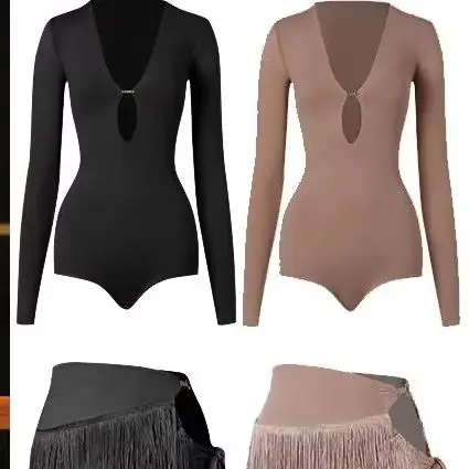 2026 Women's Long Sleeve Latin Dance Leotard with Tassel Straps And Skirt Black Practice Dress for Autumn Winter TT265902
2026 Women's Long Sleeve Latin Dance Leotard with Tassel Straps And Skirt Black Practice Dress for Autumn Winter TT265902