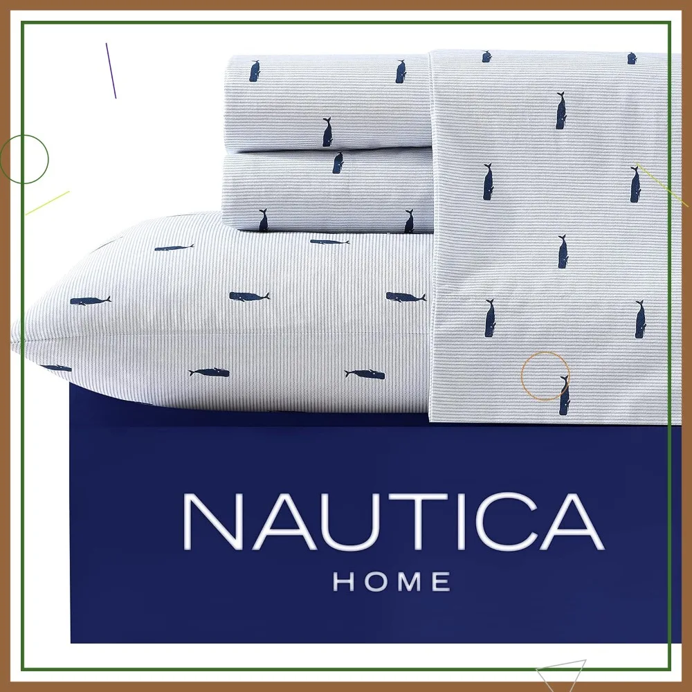 King Size Cooling Sheets Set with Smooth Cotton Percale Feel - Includes Pillowcases & Fitted Sheet in Whale Stripe Blue
King Size Cooling Sheets Set with Smooth Cotton Percale Feel - Includes Pillowcases & Fitted Sheet in Whale Stripe Blue