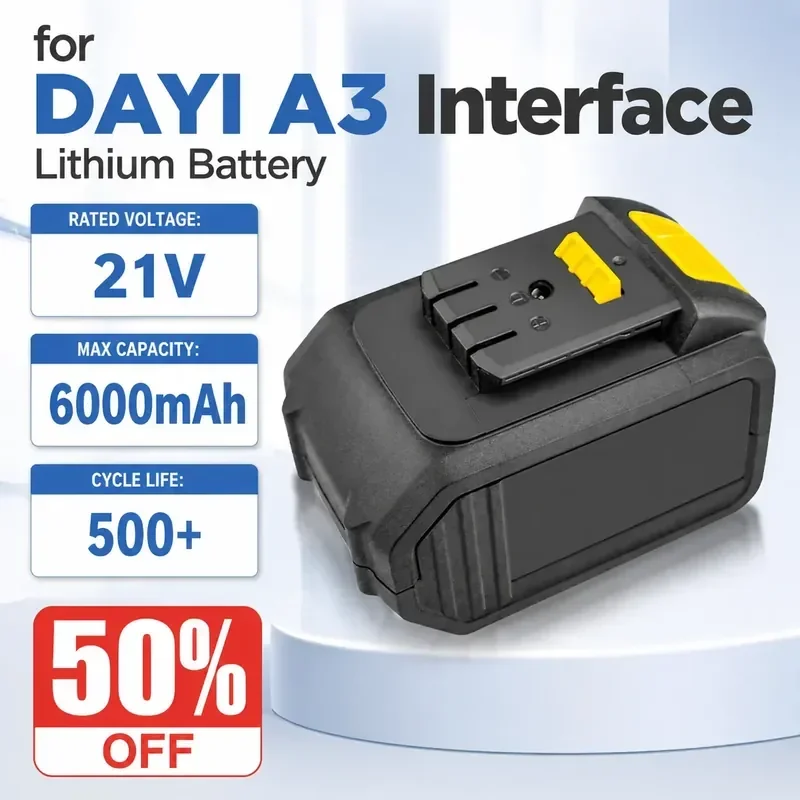 For Dayi A3 Interface 21V Lithium Battery for Electric Wrench Angle Grinder Electric Hammer Universal Power Tool
For Dayi A3 Interface 21V Lithium Battery for Electric Wrench Angle Grinder Electric Hammer Universal Power Tool