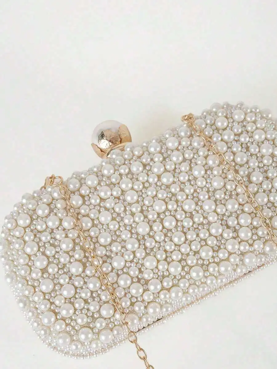 Mini Faux Pearl Beaded Clutch Bag With Chain Strap For Party Wedding Evening
Mini Faux Pearl Beaded Clutch Bag With Chain Strap For Party Wedding Evening