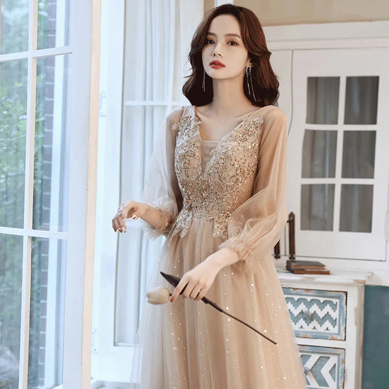 Champagne Color Long Evening Gown Fairy T Bridal Maids Dr Ele Student Host Attire for Banquets And Formal Events
Champagne Color Long Evening Gown Fairy T Bridal Maids Dr Ele Student Host Attire for Banquets And Formal Events