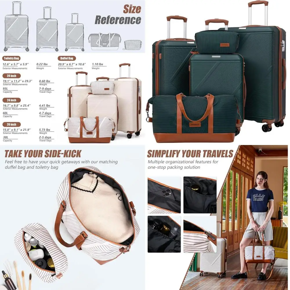 Легкий набор чемоданов из 5 предметов из АБС-пластика с колесами и замком TSA, темно-зеленый
Легкий набор чемоданов из 5 предметов из АБС-пластика с колесами и замком TSA, темно-зеленый