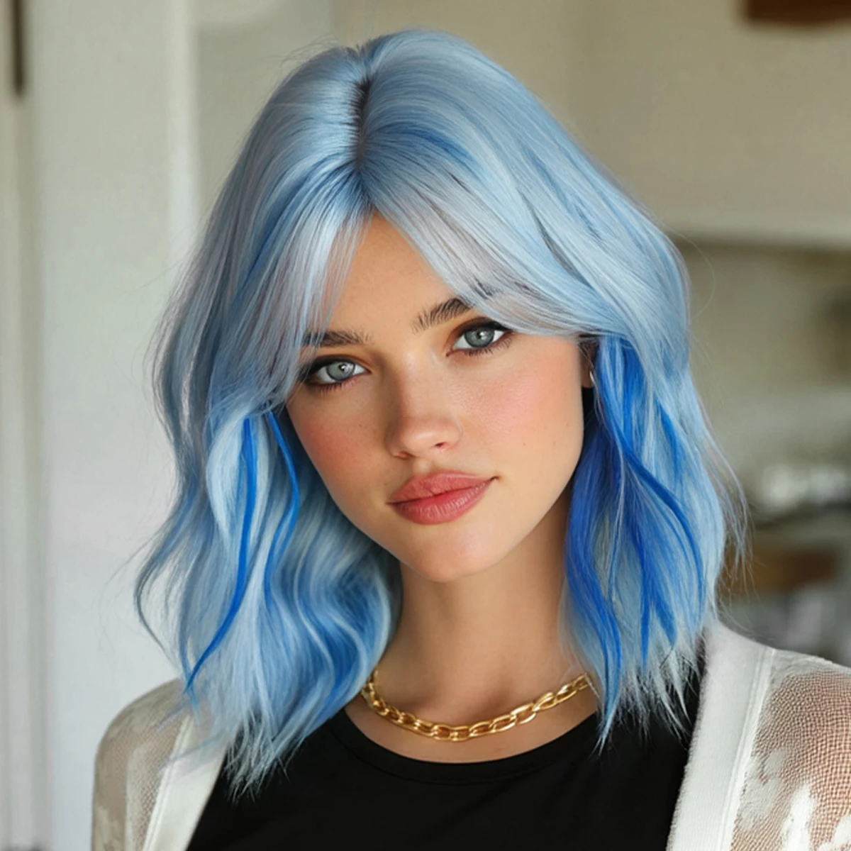 NAMM New Fashion Long Wavy Blue Wigs Natural Looking High Quality Fiber Synthetic Fluffy Curly Wigs for Cosplay costume Use
NAMM New Fashion Long Wavy Blue Wigs Natural Looking High Quality Fiber Synthetic Fluffy Curly Wigs for Cosplay costume Use
