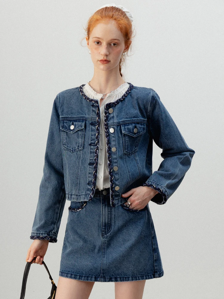 EGGKA Vintage Blue Denim Jacket Women's High Waist A-Line Skirt Two-Piece Set Fashionable Autumn Collection
EGGKA Vintage Blue Denim Jacket Women's High Waist A-Line Skirt Two-Piece Set Fashionable Autumn Collection