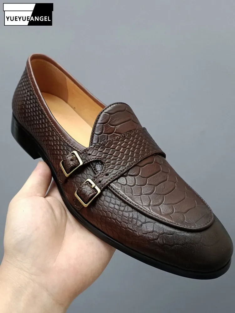 Mens Crocodile Pattern Cowhide Genuine Leather Dress Shoes Fashion Buckle Designer Business Work Formal Shoes Slip On Loafers
Mens Crocodile Pattern Cowhide Genuine Leather Dress Shoes Fashion Buckle Designer Business Work Formal Shoes Slip On Loafers