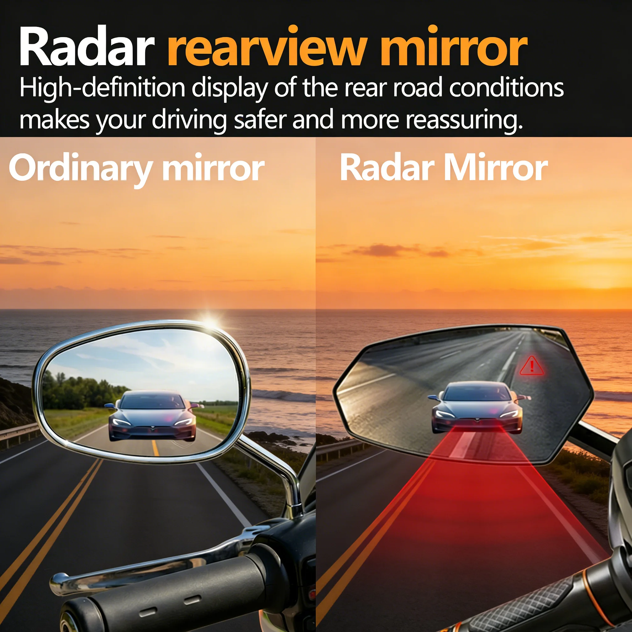 77GHz High Precision Motorcycle Radar Blind Spot Monitoring System Universal Rear View Mirror with Lane Change Alert
77GHz High Precision Motorcycle Radar Blind Spot Monitoring System Universal Rear View Mirror with Lane Change Alert