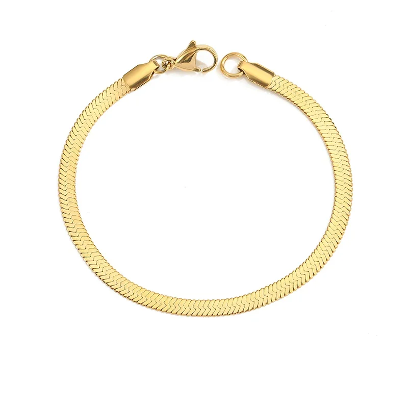 Minimalist Gold Color Herringbone Bracelet Flat Snake Chain Dainty Stack Bracelets for Women Handmade Jewelry Gifts Wholesale
Minimalist Gold Color Herringbone Bracelet Flat Snake Chain Dainty Stack Bracelets for Women Handmade Jewelry Gifts Wholesale