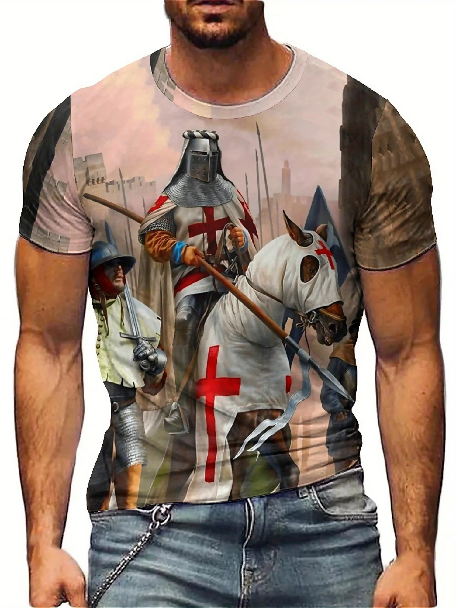 Medieval Knight 3D Printed T-Shirt for Men & Women - Soft Polyester Fabric, Plus Size Regular Fit Short Sleeve Tee
Medieval Knight 3D Printed T-Shirt for Men & Women - Soft Polyester Fabric, Plus Size Regular Fit Short Sleeve Tee