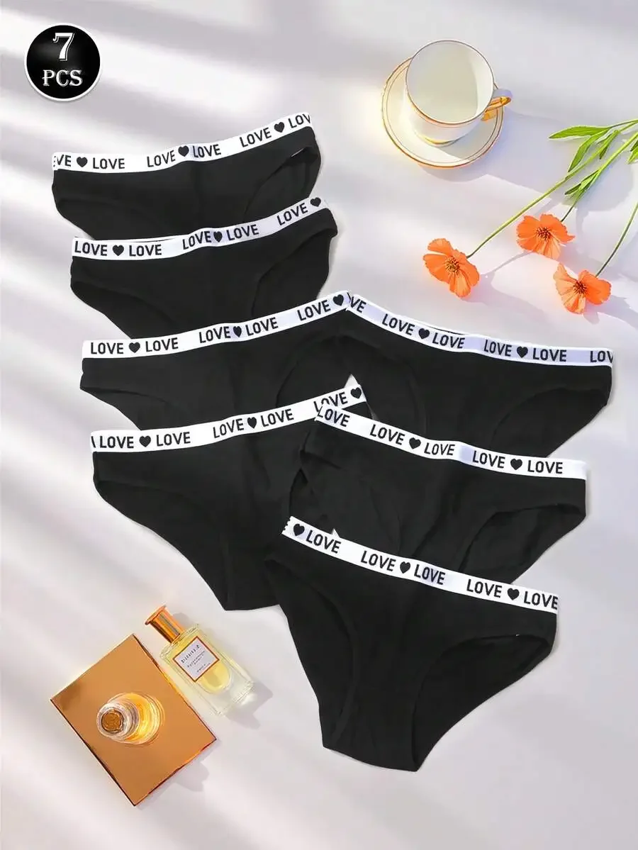 7 Pcs Low Waist Briefs Women Letter Belt Underwear Comfortable Seamless Panties Solid Black
7 Pcs Low Waist Briefs Women Letter Belt Underwear Comfortable Seamless Panties Solid Black