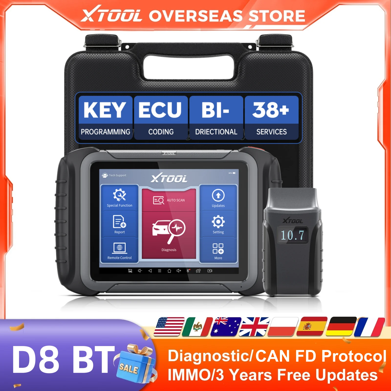 XTOOL D8 BT Bluetooth Scanner Topology Map Full System Car Diagnostic Tool Key Programmer ECU Coding with 38+ Resets CAN FD
XTOOL D8 BT Bluetooth Scanner Topology Map Full System Car Diagnostic Tool Key Programmer ECU Coding with 38+ Resets CAN FD