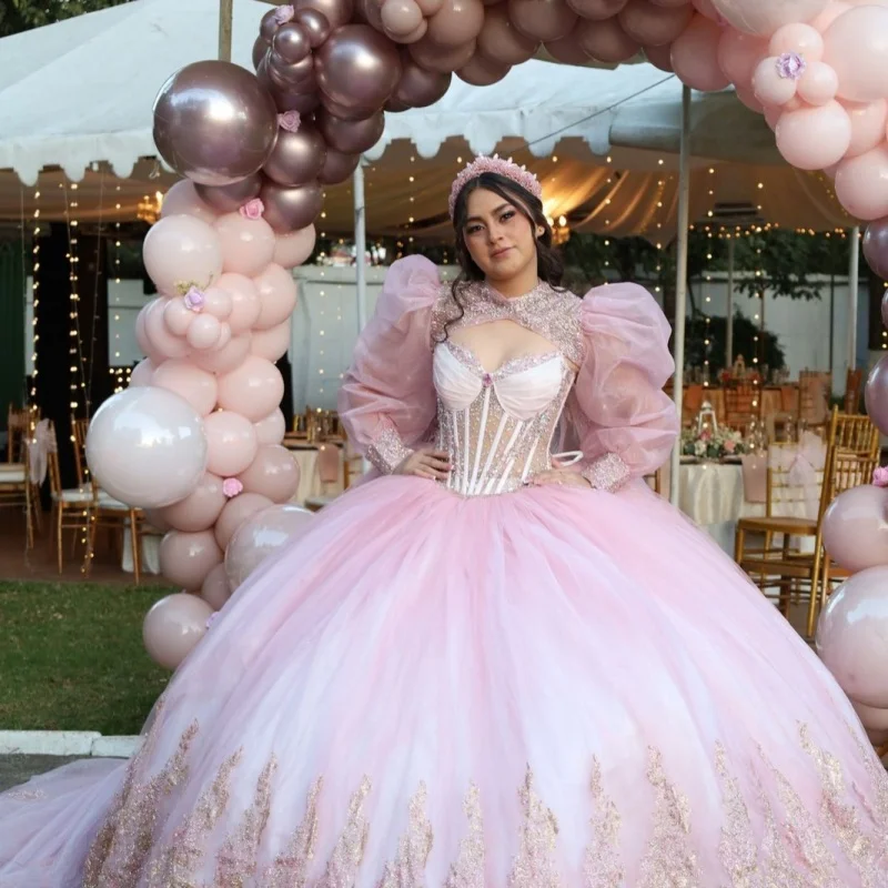 Light pink Quinceanera Dresses Off the Shoulder Golden Glitter Decal Long tail Bow Vestidoe 15 Quinceanera Customize
Light pink Quinceanera Dresses Off the Shoulder Golden Glitter Decal Long tail Bow Vestidoe 15 Quinceanera Customize