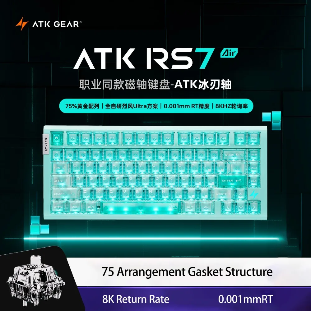 Магнитная клавиатура ATK RS7 Air с нулевыми зонами смерти, проводная, 8 кГц, RT0.001, для геймеров, с кастомной прокладкой, низкой задержкой, RGB, игровые аксессуары
Магнитная клавиатура ATK RS7 Air с нулевыми зонами смерти, проводная, 8 кГц, RT0.001, для геймеров, с кастомной прокладкой, низкой задержкой, RGB, игровые аксессуары