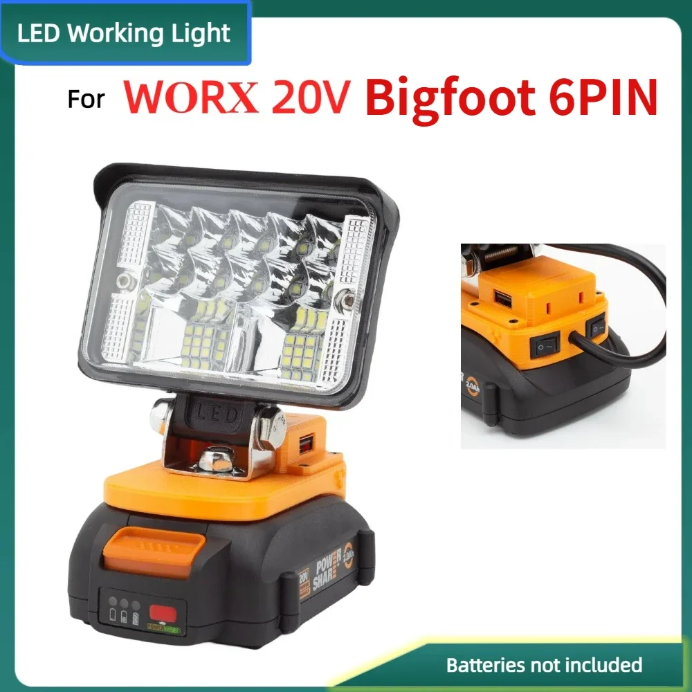 Portable LED Work Light for WORX 20V Bigfoot 6PIN Battery Powered Outdoor Camping Light with USB (excluding Battery)
Portable LED Work Light for WORX 20V Bigfoot 6PIN Battery Powered Outdoor Camping Light with USB (excluding Battery)