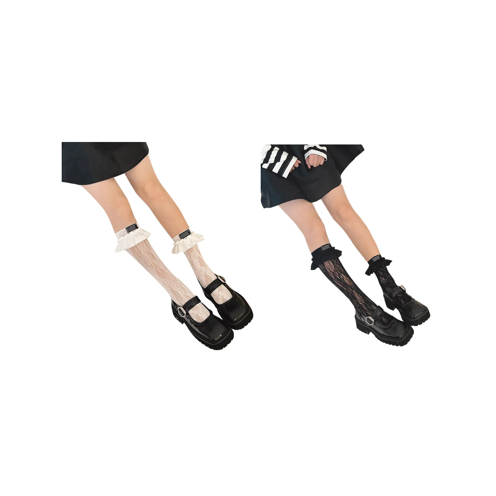 Lolita letter English label lace pile socks mid-calf socks black and white two-color suit
Lolita letter English label lace pile socks mid-calf socks black and white two-color suit