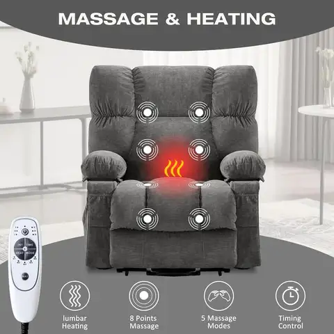 Power Lift Recliner Chair for Elderly with Vibration Massage and Lumbar Heating, Electric Lift Recliner Sofa with, Customized