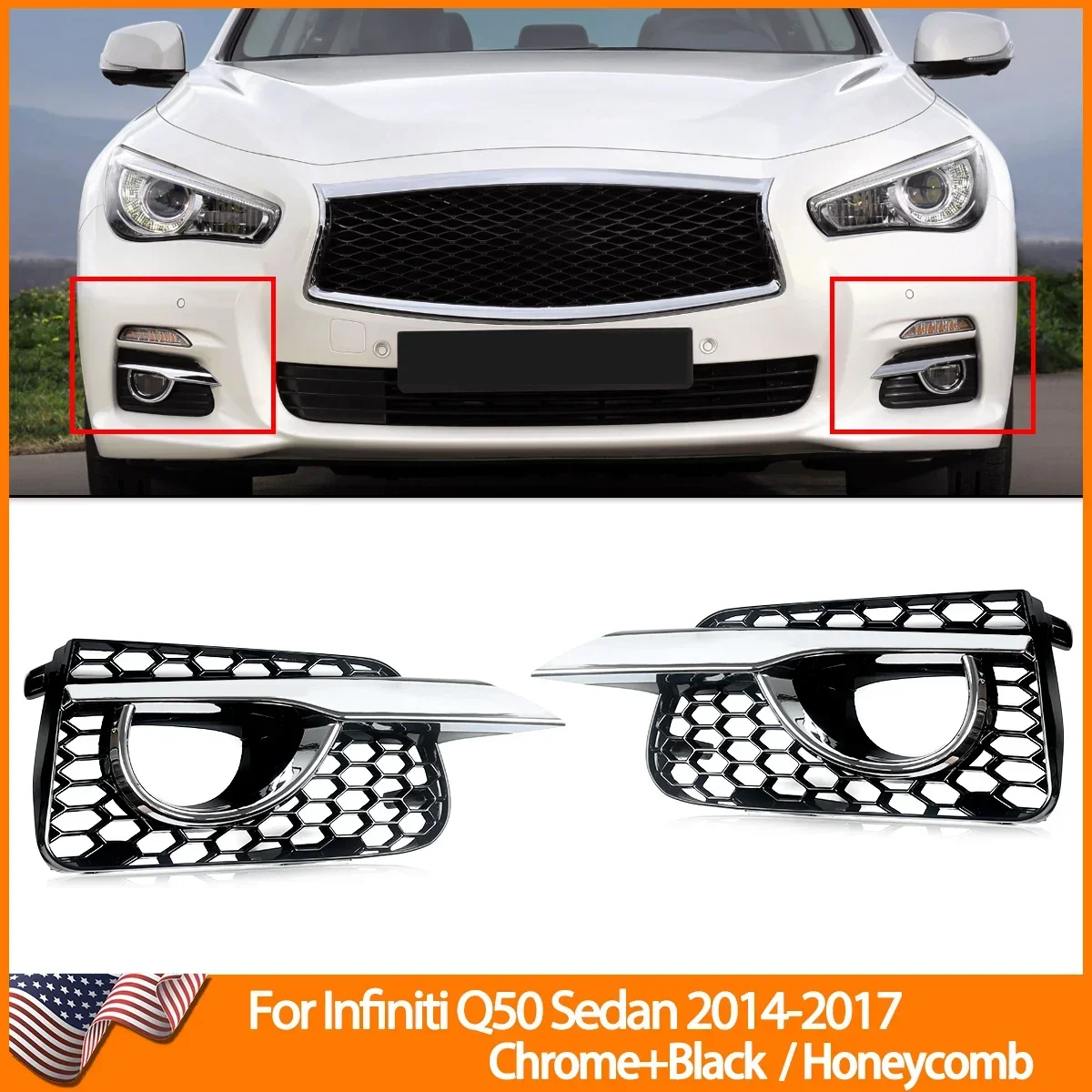 Глянцевые черные передние нижние противотуманные решетки для Infiniti Q50 2014-2017
Глянцевые черные передние нижние противотуманные решетки для Infiniti Q50 2014-2017
