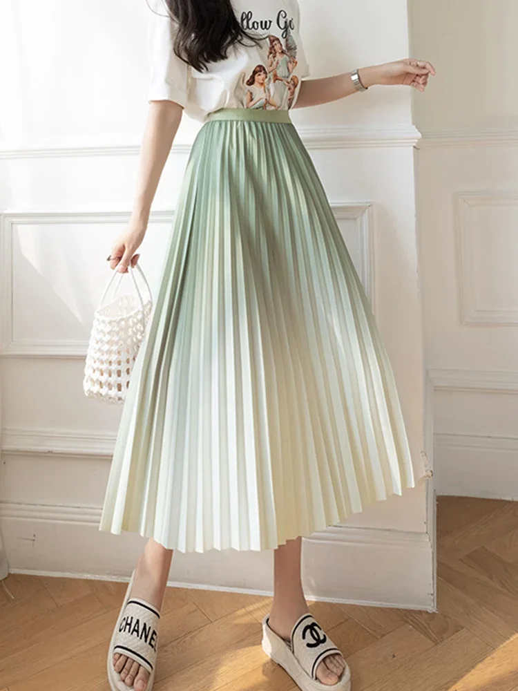 Aesthetic Gradient Pleated Skirt for Women 2024 New Spring Summer Korean Elegant A Line High Waist Midi Long Skirt Female Z441
Aesthetic Gradient Pleated Skirt for Women 2024 New Spring Summer Korean Elegant A Line High Waist Midi Long Skirt Female Z441