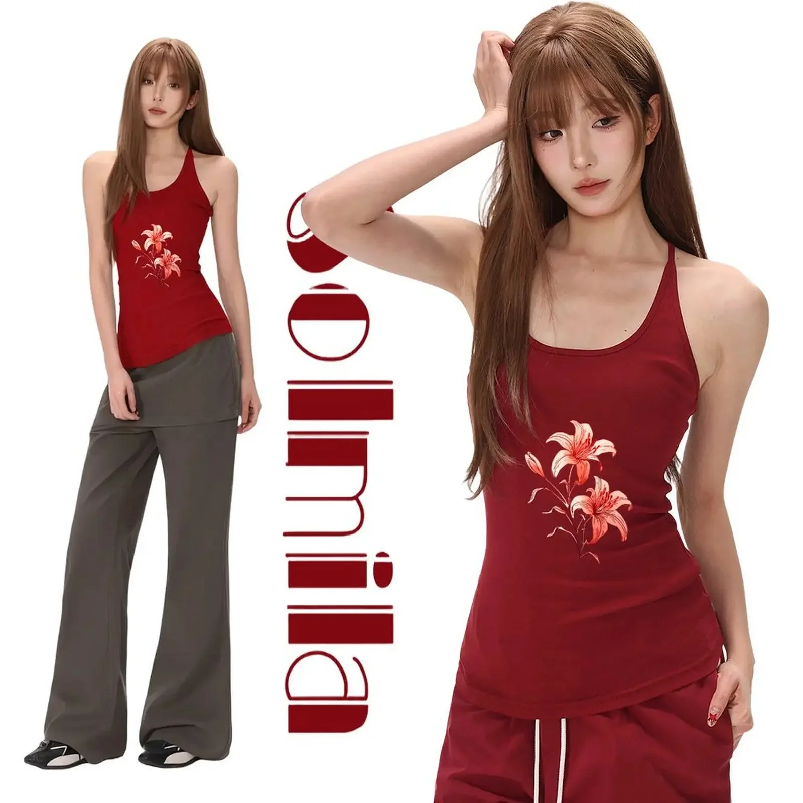 Casual Outing Claret Halter Vest Sleeveless Fashion Breathable Top Claret Autumn Season Cotton Spandex Fabric Regular Length
Casual Outing Claret Halter Vest Sleeveless Fashion Breathable Top Claret Autumn Season Cotton Spandex Fabric Regular Length