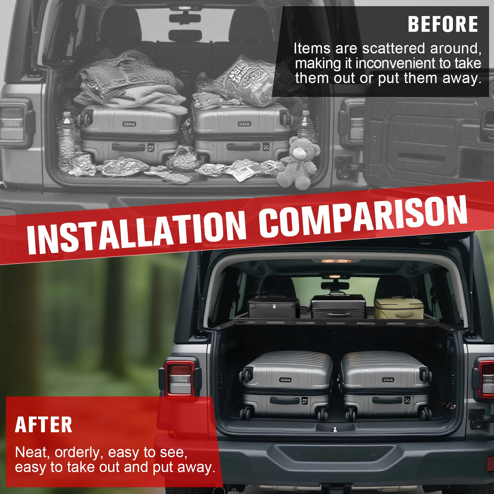 Внутренняя корзина для хранения, износостойкая автомобильная багажная полка, легкий стальной органайзер с защитой от царапин для 07-25 JK/JL Wrangler
Внутренняя корзина для хранения, износостойкая автомобильная багажная полка, легкий стальной органайзер с защитой от царапин для 07-25 JK/JL Wrangler