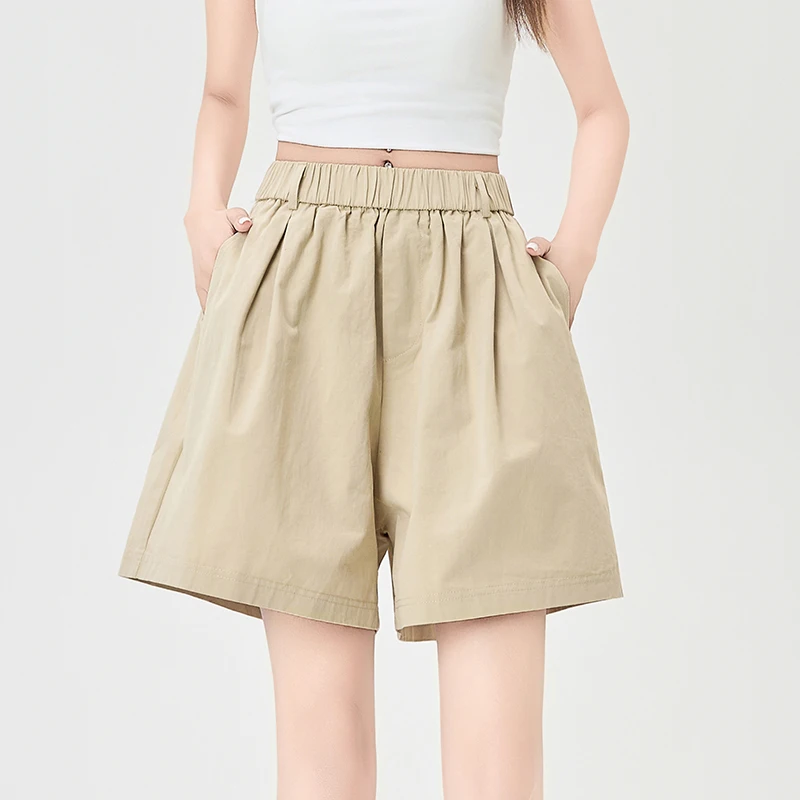 Casual Washed Cotton Women's Shorts 2025 New Summer Leisure Elastic High Waist Wide-leg Shorts Loose Woman Clothes 
Casual Washed Cotton Women's Shorts 2025 New Summer Leisure Elastic High Waist Wide-leg Shorts Loose Woman Clothes