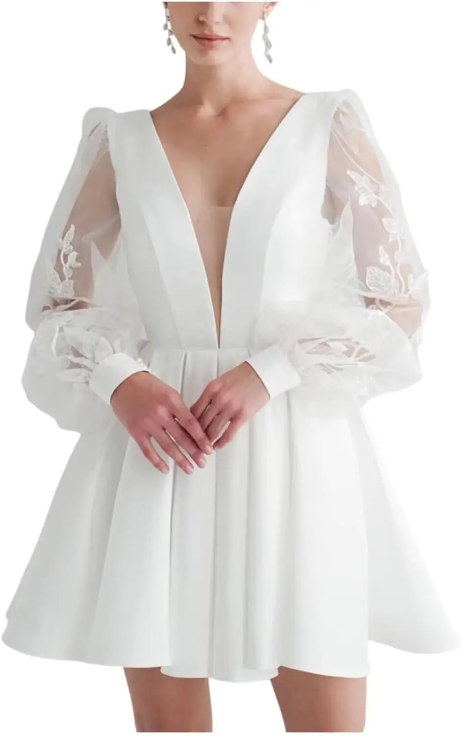Women's Lace Long Sleeves Wedding Dresses for Bride Mini Satin Simple Formal Dress A Line Short Corset Dress Homecoming Dresses
Women's Lace Long Sleeves Wedding Dresses for Bride Mini Satin Simple Formal Dress A Line Short Corset Dress Homecoming Dresses