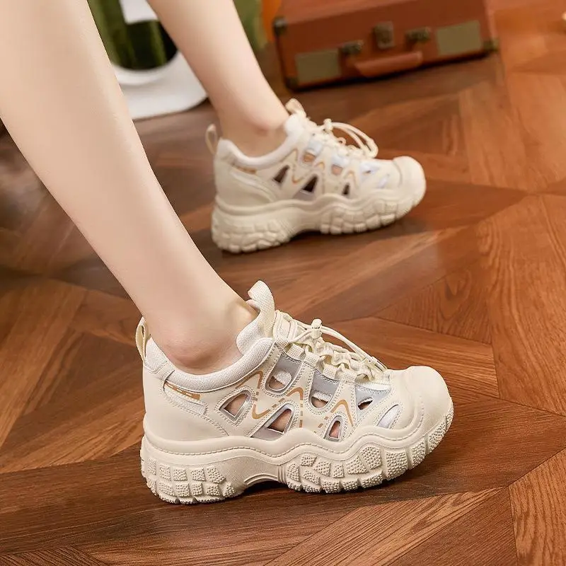 Women's Outdoor Dad Shoes Leather Sandals Breathable Hollow out Casual Slip-On Flat Heel Anti-Slip Rubber Sole Fashionable
Women's Outdoor Dad Shoes Leather Sandals Breathable Hollow out Casual Slip-On Flat Heel Anti-Slip Rubber Sole Fashionable