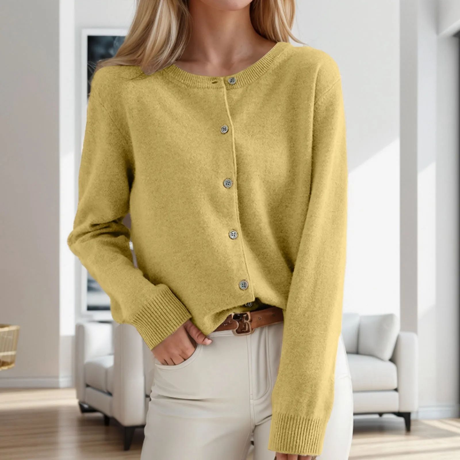 2024 Women Autumn Button Up Knitted Sweater Solid Color Long Sleeve Crewneck Elegant Lady Cardigan Front Open Versatile Outwears
2024 Women Autumn Button Up Knitted Sweater Solid Color Long Sleeve Crewneck Elegant Lady Cardigan Front Open Versatile Outwears