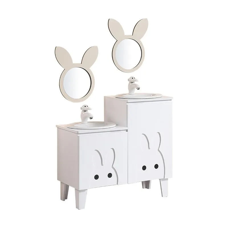 White cabinet Cartoon mother and child High and low washbasin Basin cabinet Bathroom washbasin
White cabinet Cartoon mother and child High and low washbasin Basin cabinet Bathroom washbasin
